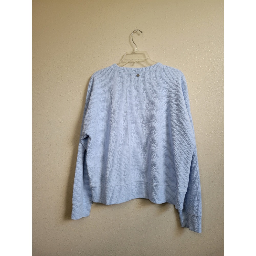 CALIA Carrie Underwood Light Blue Textured Waffle Knit Long Sleeve Top Large - Picture 2 of 6